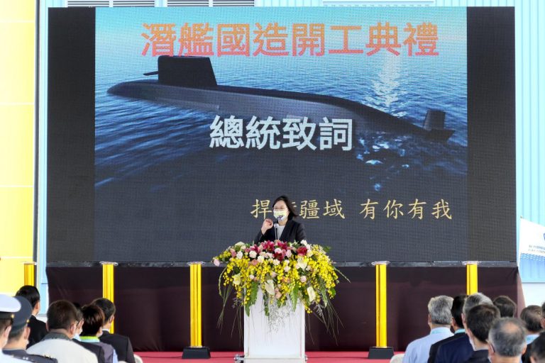 Taiwan’s leader launches production of domestically made submarine