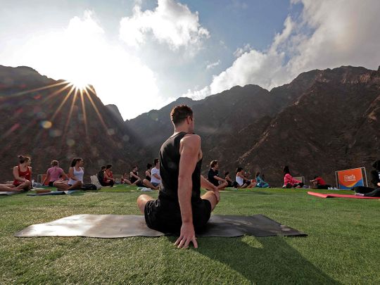 Photos: Health enthusiasts do Yoga at picturesque Hatta