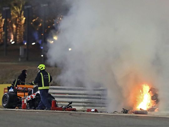 Bahrain Grand Prix: Grosjean survives fireball crash on opening lap
