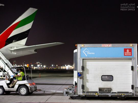 In pictures: Pfizer COVID-19 vaccine arrives in Dubai on Emirates flight