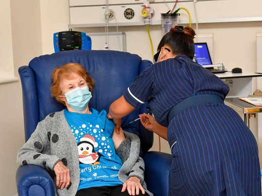 British grandma is first in world to get Pfizer COVID-19 vaccine outside trial