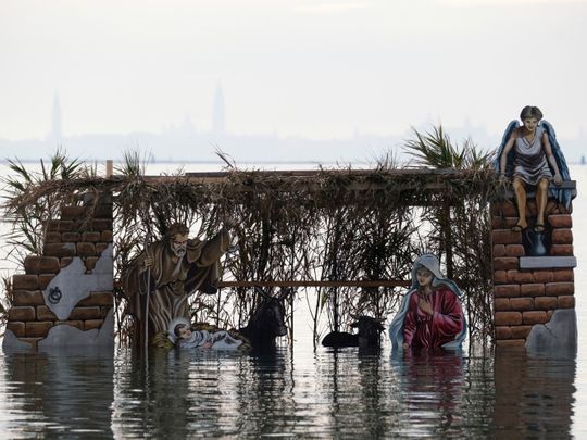 In pictures: Floating nativity brings Christmas to Venice lagoon