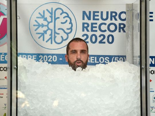 French ‘Ice man’ sets new world record in freezing glass cabin