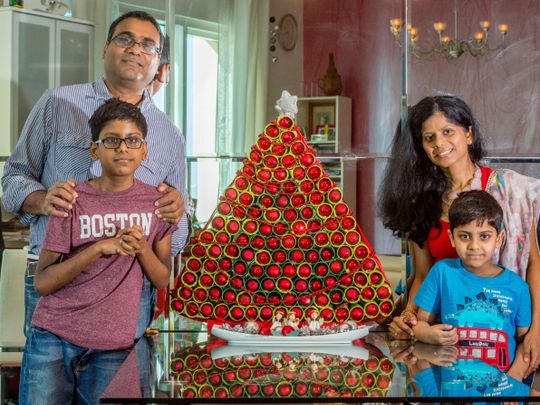 Watch: Indian expat family in Dubai makes Christmas tree with discarded kitchen tissue, toilet paper holders