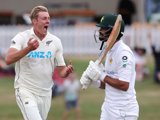 Cricket: Jamieson strikes as Pakistan stumble in reply to New Zealand’s 431