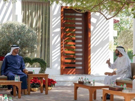 Mohammed Bin Rashid, Mohamed Bin Zayed visit Al Marmoom Lakes in Dubai