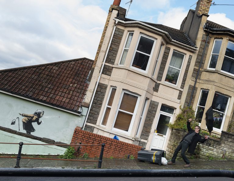 Aachoo!! A Sneezing Pensioner Knocks Down a Row of Houses in New Banksy Work in Bristol