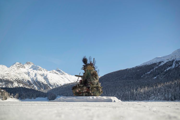 Damien Hirst installs giant sculpture in middle of frozen St Moritz Lake