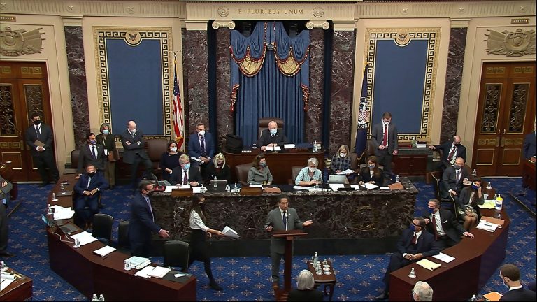 Chilling riot footage dominates Trump impeachment trial