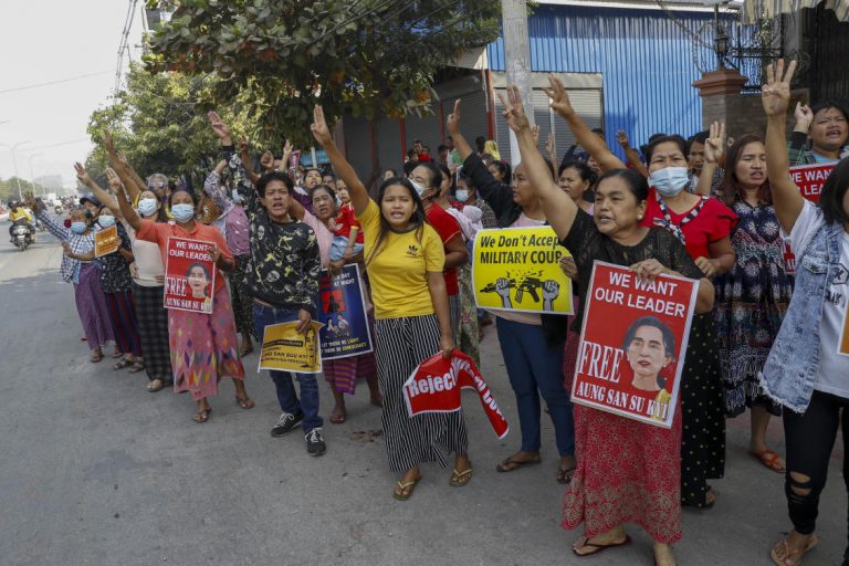Myanmar coup opponents in big show of rejection of military claims