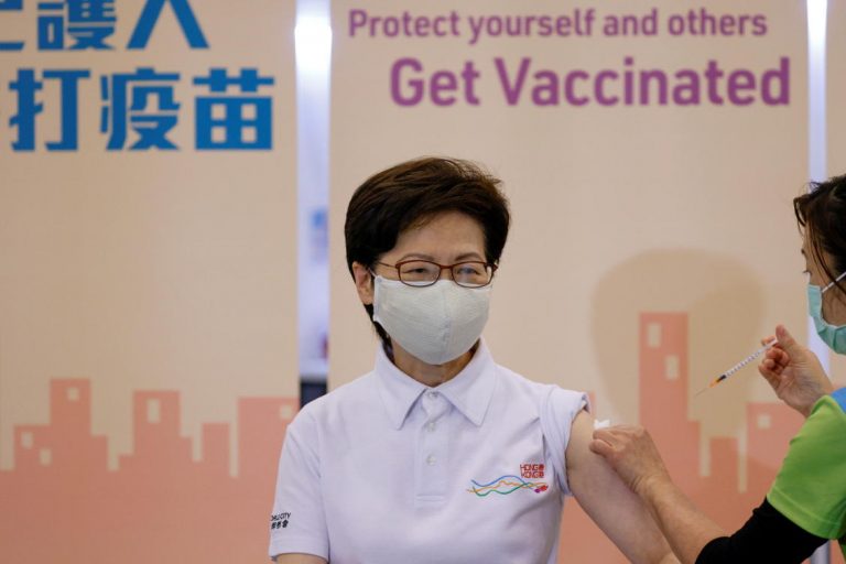 Hong Kong leader Carrie Lam, top officials receive COVID-19 vaccine