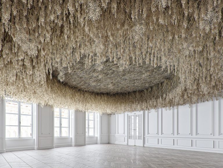 A Field of Dried Grass Is Suspended from the Ceiling in ‘French Exit’ by Artist Tadao Cern