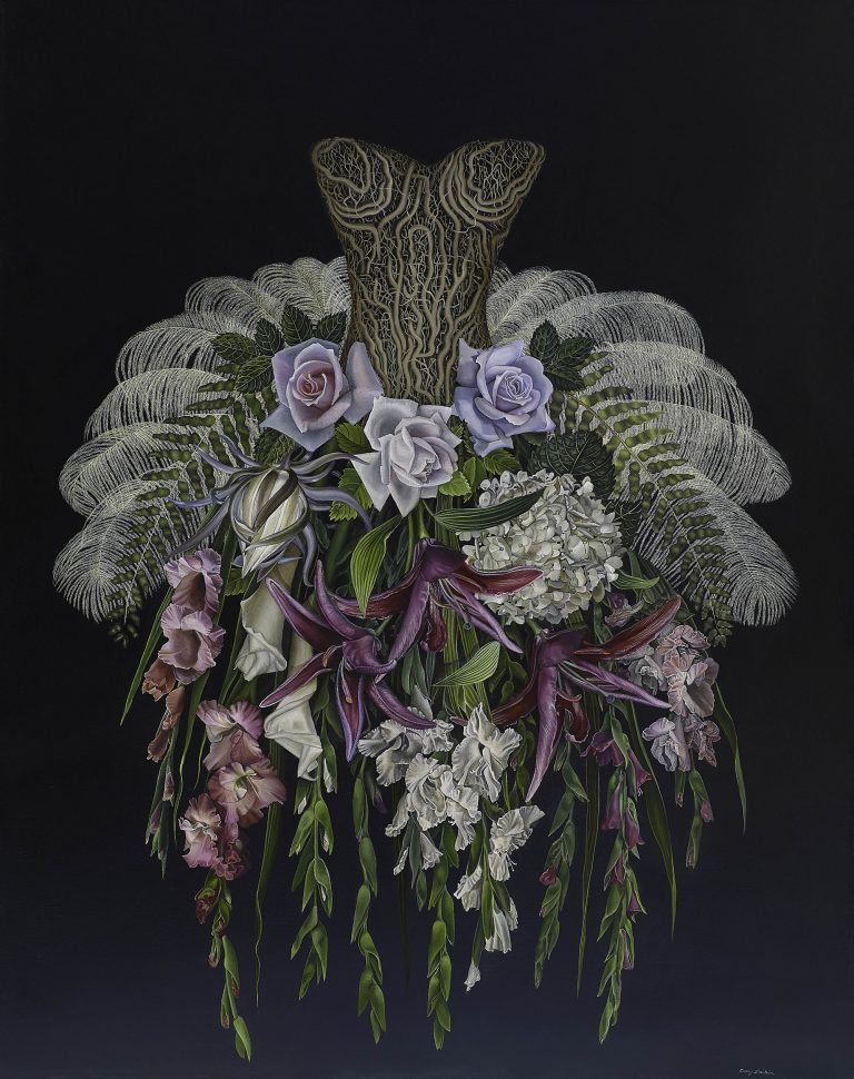 Lush Florals Sprout from Corsets and Dresses in Enchanting Paintings by Artist Amy Laskin