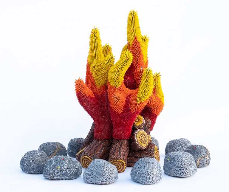 Fiery Crayon Sculptures and Busts by Herb Williams Confront the Climate Crisis