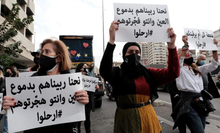 Lebanese women mourn on Mother’s Day amid currency crisis and political stalemate