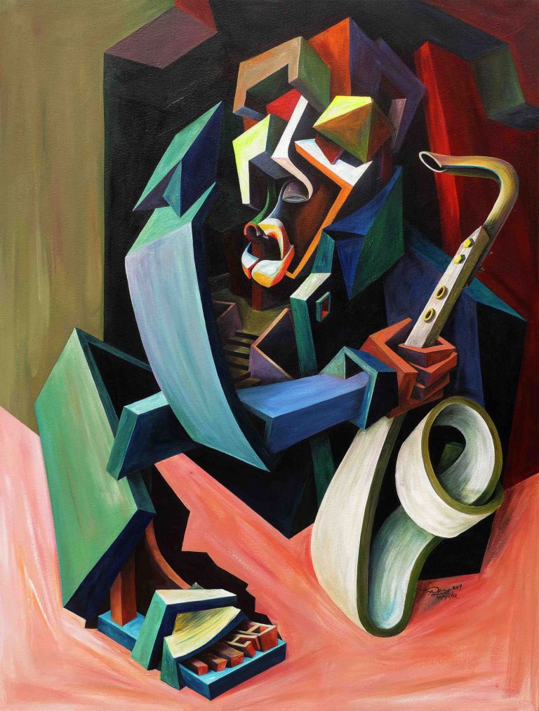 Architecture and Bold Geometry Fragment Cubist Portraits by Patrick Oberhi Akpojotor