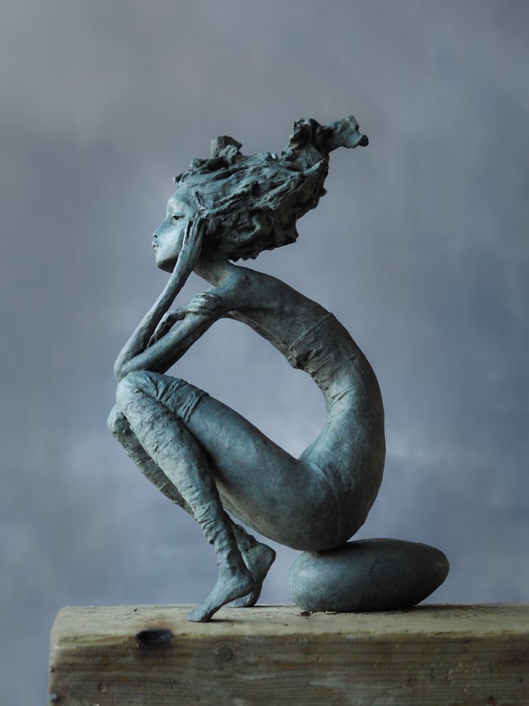 Poetic Sculptures by Valérie Hadida Cast Composed Women with Coiffed Hair in Bronze