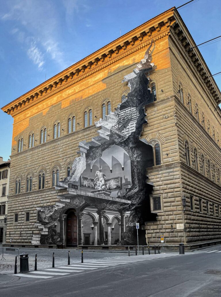 The Wound: JR’s New Anamorphic Artwork Appears to Carve Out the Facade of Florence’s Palazzo Strozzi