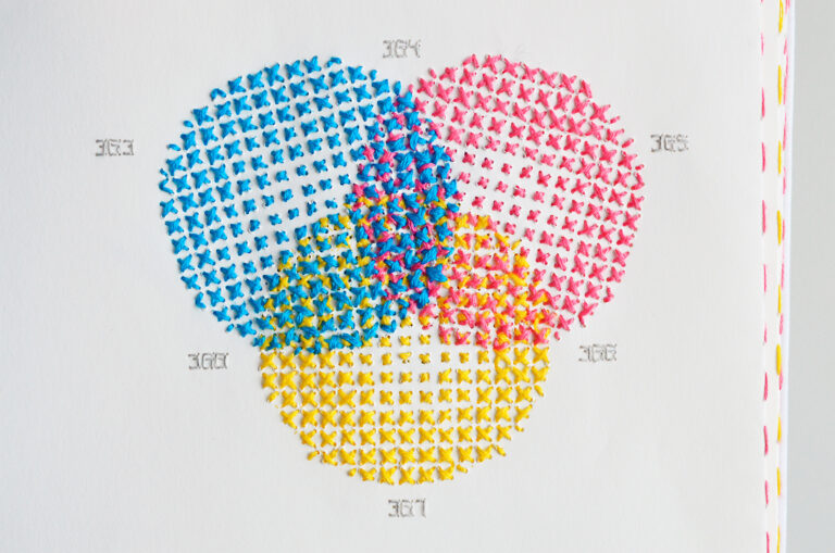 A Massive Catalogue of Stitched CMYK Studies by Evelin Kasikov Merges Printing and Embroidery