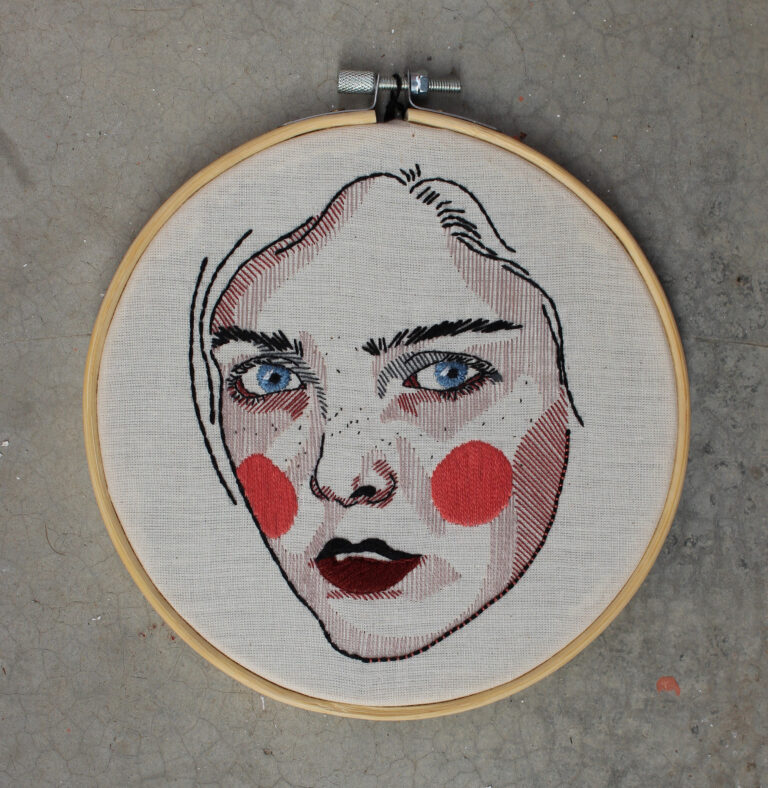 Varied Patches of Color and Textured Stitches Delineate Expressive Embroidered Portraits