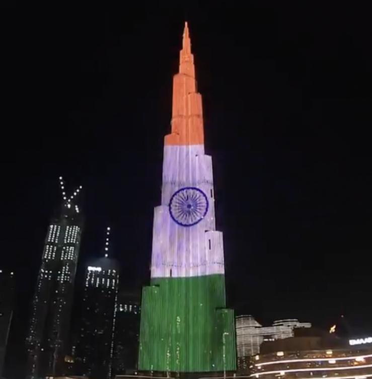 UAE expresses solidarity with India by lighting up Burj Khalifa with flag