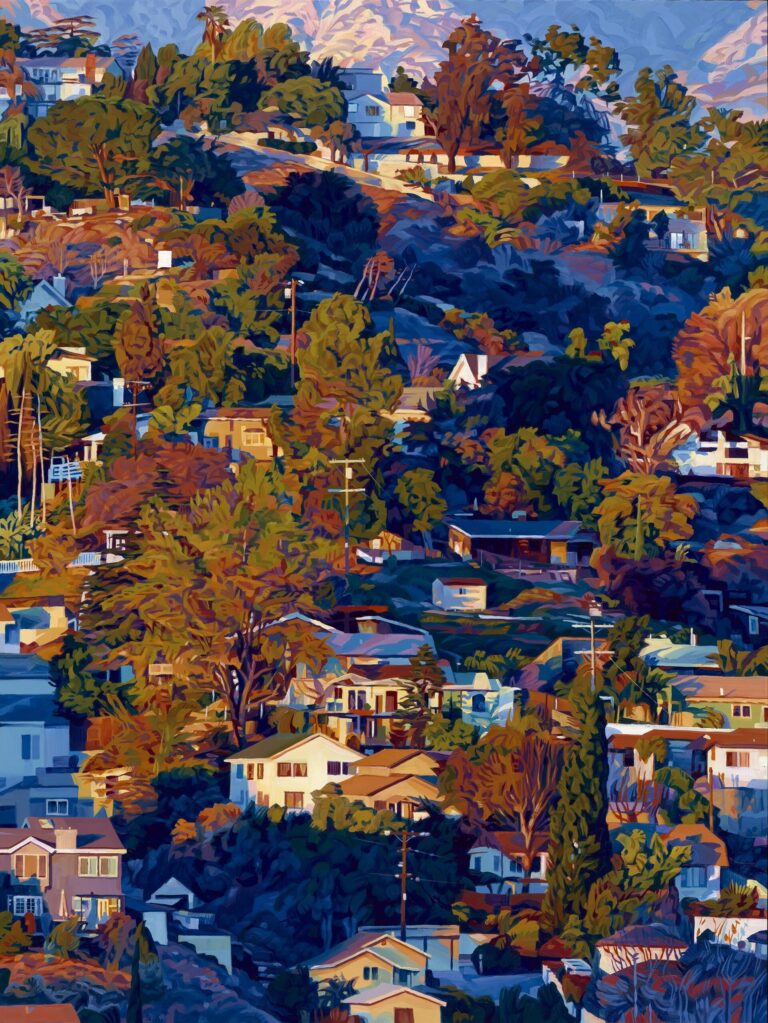 Light Casts a Magical Glow on the Residential Hills of Los Angeles in Paintings by Seth Armstrong