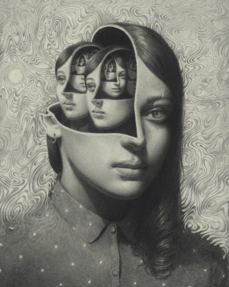 Graphite Portraits Distort and Intertwine Subjects to Visualize Metaphors of the Body