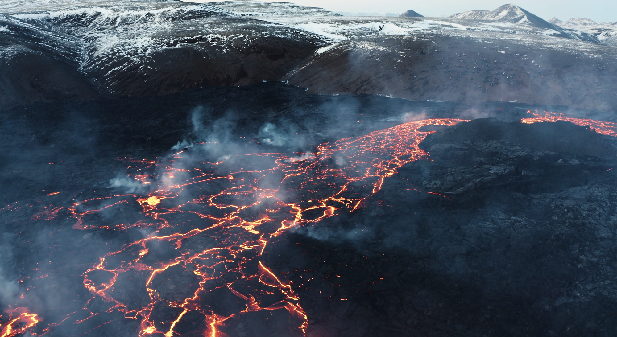 Stranded Striking Aerial Footage Flies Over Iceland’s Fagradalsfjall