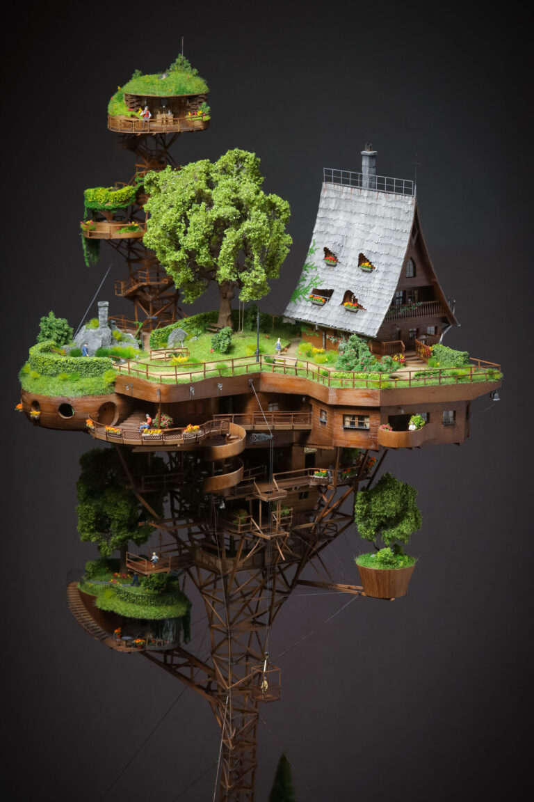 A Painstakingly Crafted Village Perches Atop a Wooden Tower in Ognyan Stefanov’s Miniature Utopia