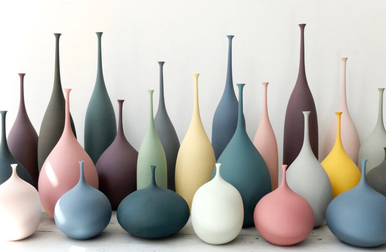 Colorful Glazes Coat Exquisite Vessels Sculpted with Smooth Sloping Porcelain