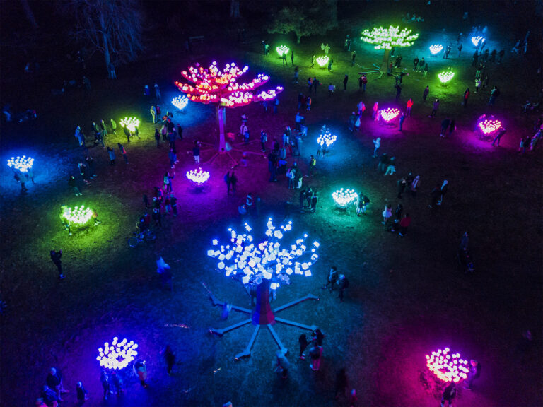 Color-Changing Canopies Glow with LED Lights in a Fantastical Meadow in San Francisco