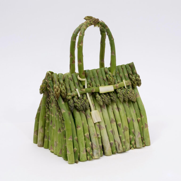 Asparagus, Cucumbers, and Cabbage Leaves Take a Fresh Twist on the Iconic Hermès Birkin Bag