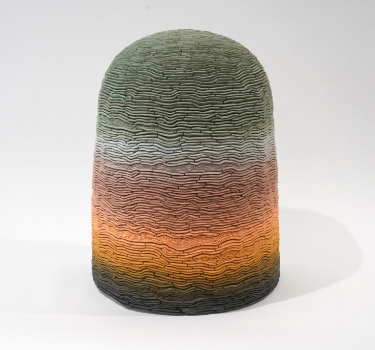 Innumerable Pieces of Dyed Clay Envelop Meditative Sculptures in Subtle Patterns and Gradients