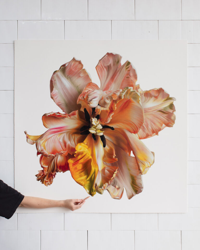 Silky Flowers Spring from CJ Hendry’s Enormous Hyperrealistic Drawings in Colored Pencil