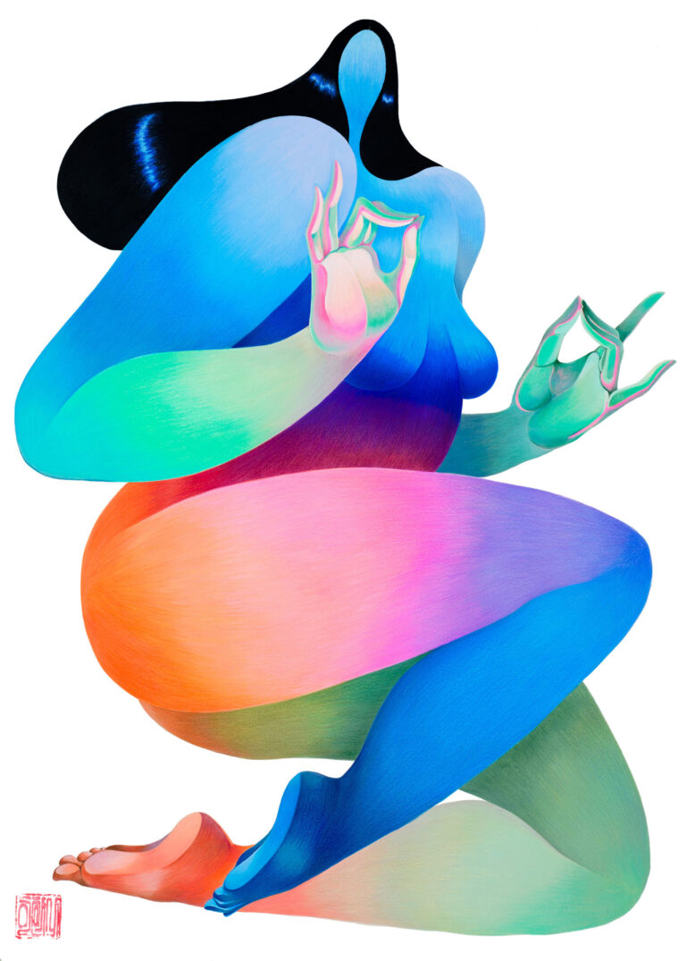 Posed Women Rendered in Vibrant Gradients by Hanna Lee Joshi Embody Loss and Acceptance