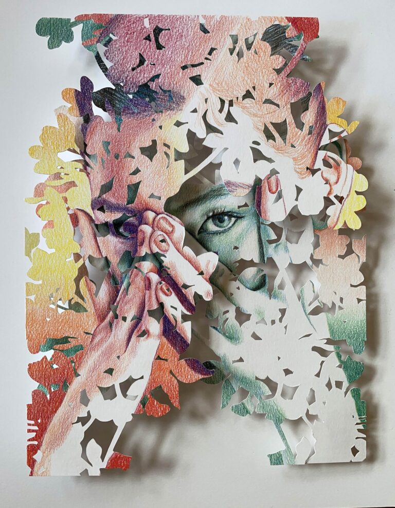 Layers of Cut Paper Foliage Fragment Christine Kim’s Collaged Portraits