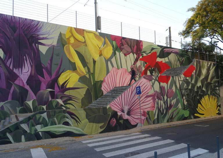 Lush Tropical Plants Sprout from Brightly Colored Murals by Thiago Mazza