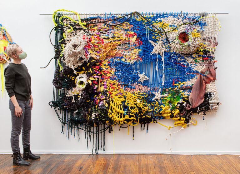 Industrial Materials and Rugged Topographies Converge in Jacqueline Surdell’s Knotted Tapestries