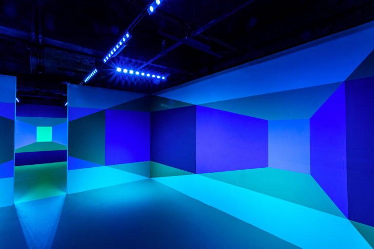 Lights and Painted Blocks of Color Intersect in a Perspective-Bending Installation by Luftwerk