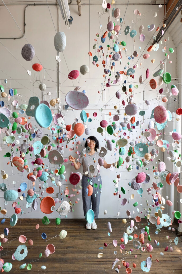 Sprawling Paper-Pulp Mobiles by Yuko Nishikawa Suspend Whimsically Colored Pods in the Air