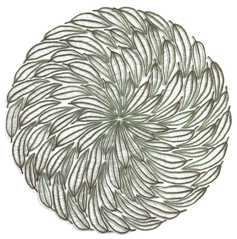 Circular Masses of Coral and Leaves Form Sculptural Embroideries by Meredith Woolnough