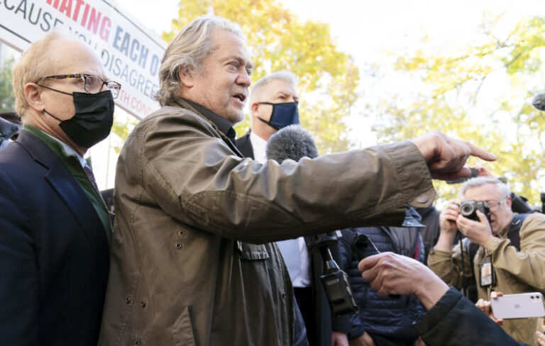 Trump ally Bannon talks tough after court appearance