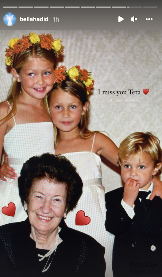 Model Bella Hadid pays tribute to her late Palestinian grandmother