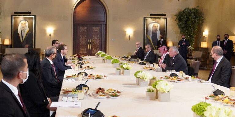 Jordan’s King Abdullah says Palestinian inclusion a must for regional peace and prosperity during talks with Israeli president