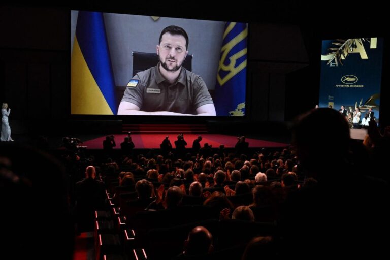 Ukraine President Volodymyr Zelensky addresses Cannes Film Festival