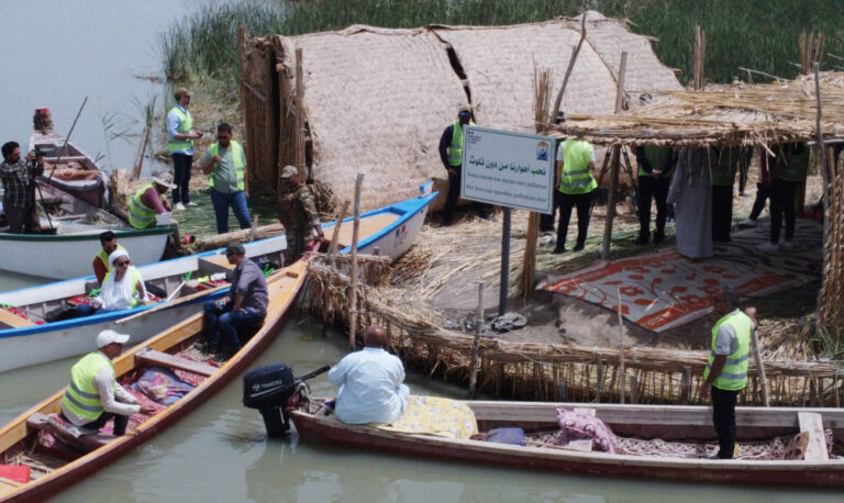 Trawling Iraq’s threatened marshes to collect plastic waste