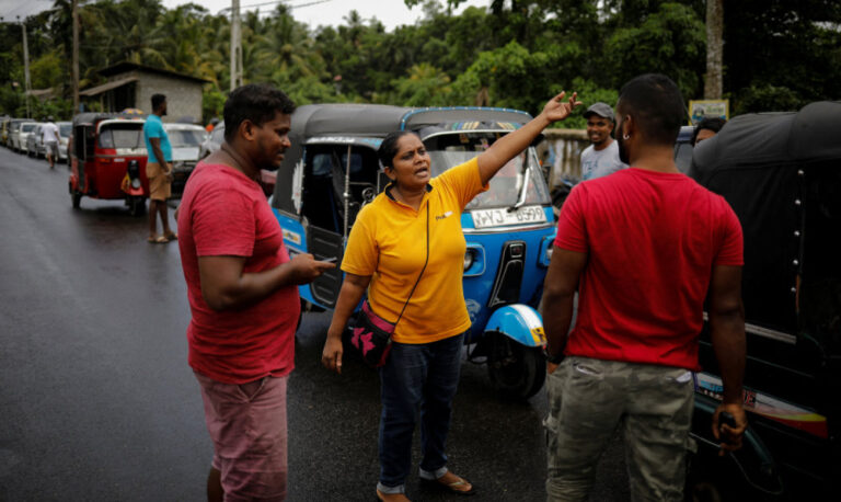 Sri Lankan woman rickshaw driver has to queue 12 hours, or more, for fuel