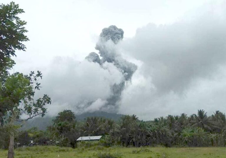 Philippine volcano spews ash and steam, alarms villagers