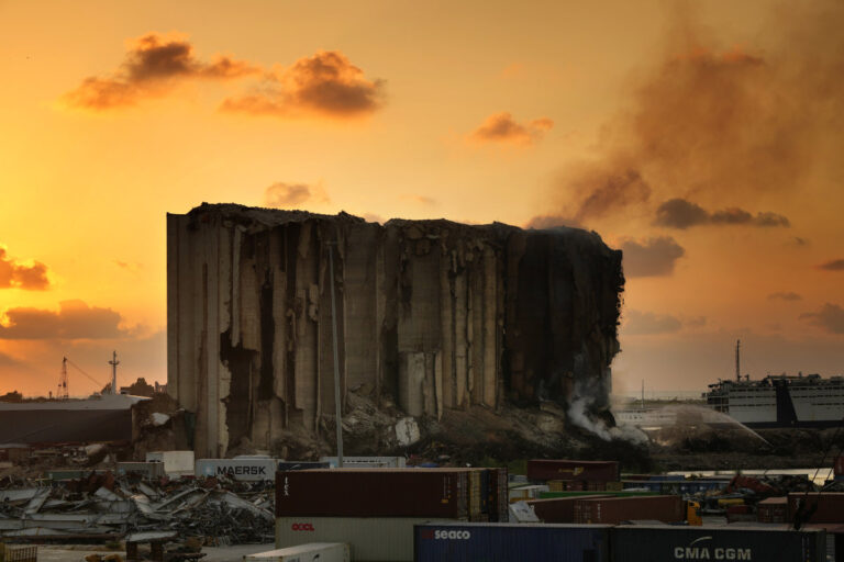 Smoldering Beirut port silo at risk of collapse as grain ignites