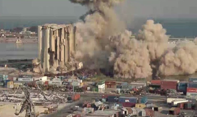 Further collapse of Beirut port grain silos